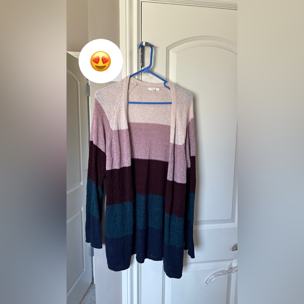 Maurices Pink and Purple Cardigan Sweater Lightweight Color Block